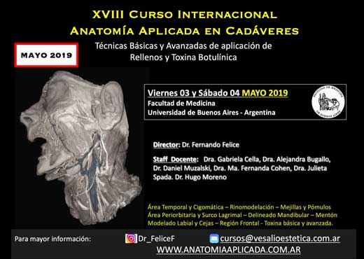 Curso Internacional Anatomía Aplicada en Cadáveres: técnicas básicas y avanzadas de aplicación de rellenos faciales y toxina botulínica